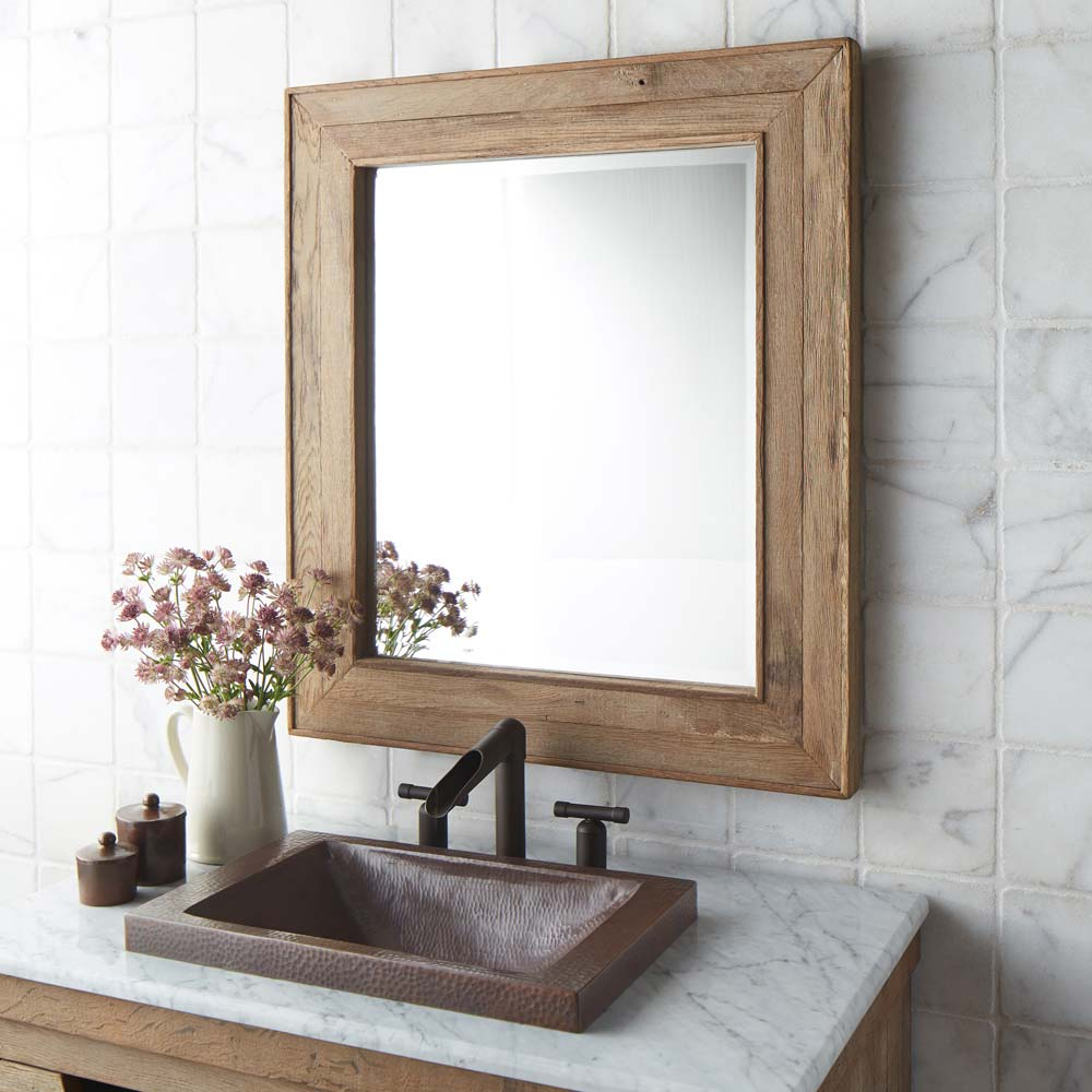 Vintner's | 29-Inch Reclaimed Oak Rectangular Mirror | Native Trails with regard to