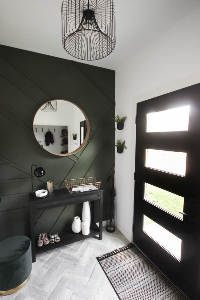 Wood Paneling Accent Wall In Small Entryway within