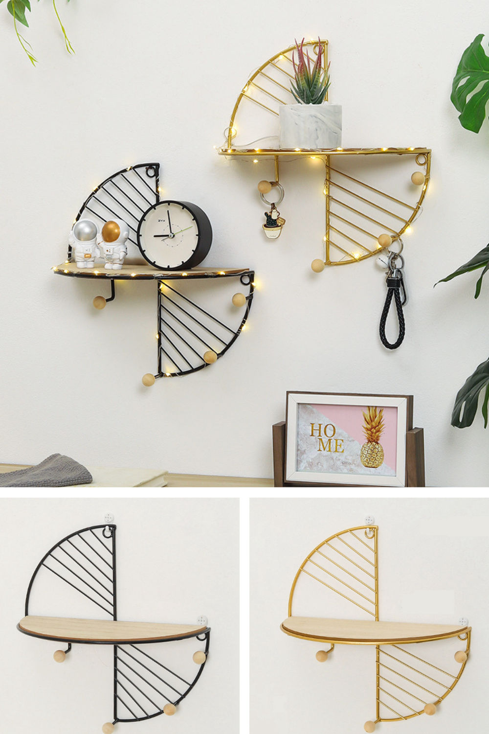 Wrought Iron Wall Shelf With 4 Key Holders/ Wall Decor In 2021 ... with regard to