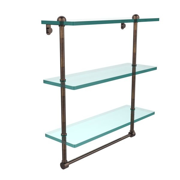 16-Inch Triple Tiered Glass Shelf With Integrated Towel Bar Cube ... regarding Elevate Your Bathroom Organization with a Triple Tiered Glass Shelf