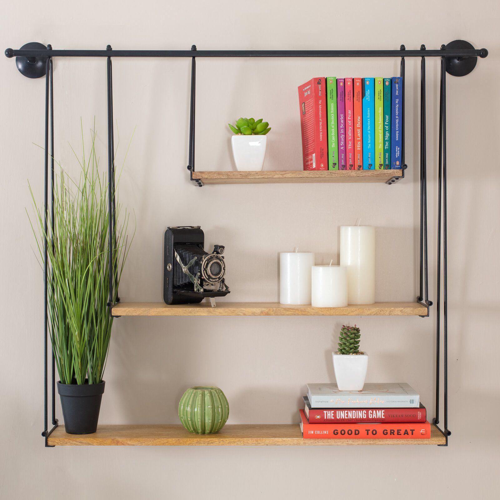 17 Stories Trista 3 Tier Suspended Wall Shelf &Amp; Reviews | Wayfair Glass ... pertaining to Transforming Walls Effortlessly A Guide to 3-Piece Shelf Sets