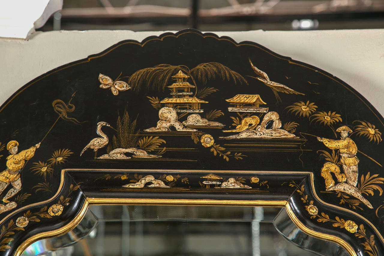 19Th Century Black Lacquer And Chinoiserie Mirror At 1Stdibs | Black ... with regard to