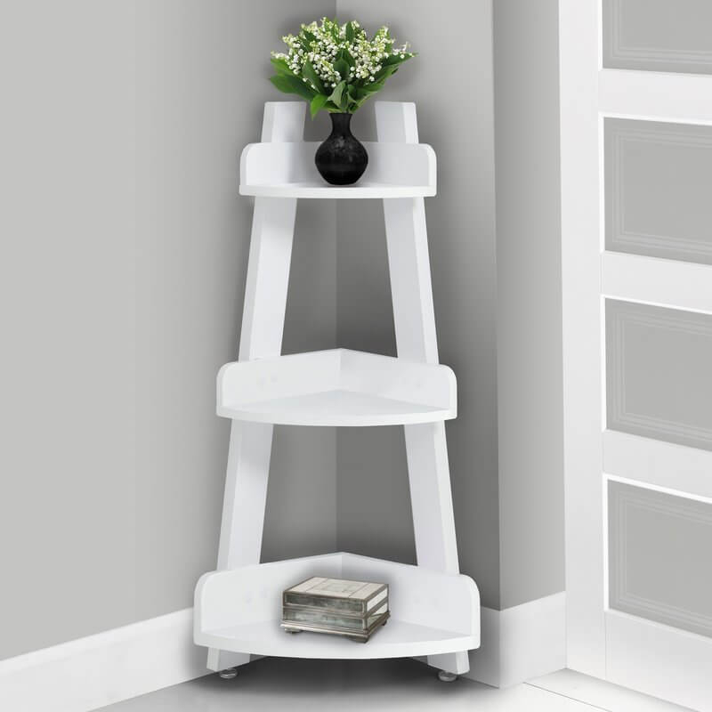 21 Bathroom Shelves To Organize Your Space • Insteading inside Mastering Your Space The 3-Tier White Corner Shelf With Built-in Gradienter