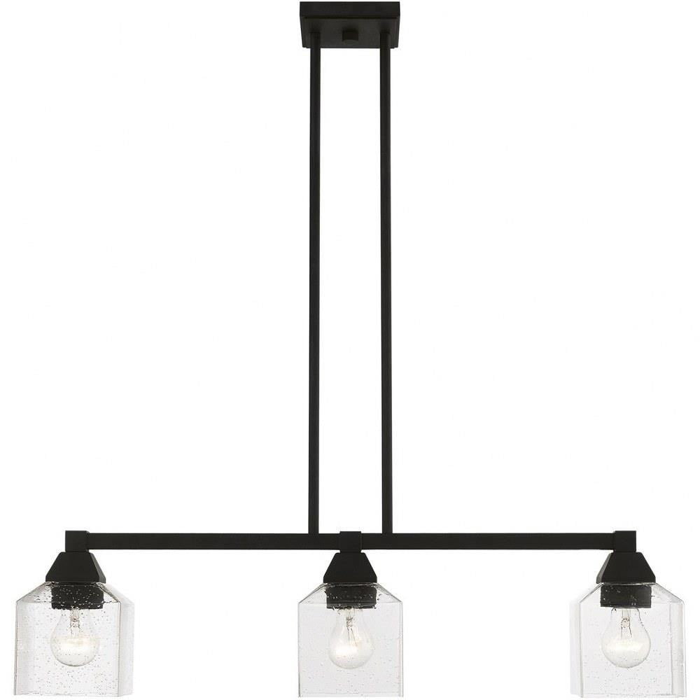 3 Light Linear Chandelier In Architectural Style-14.25 Inches Tall And ... intended for Illuminating Your Space The 3 Light Linear Chandelier in Midnight Black
