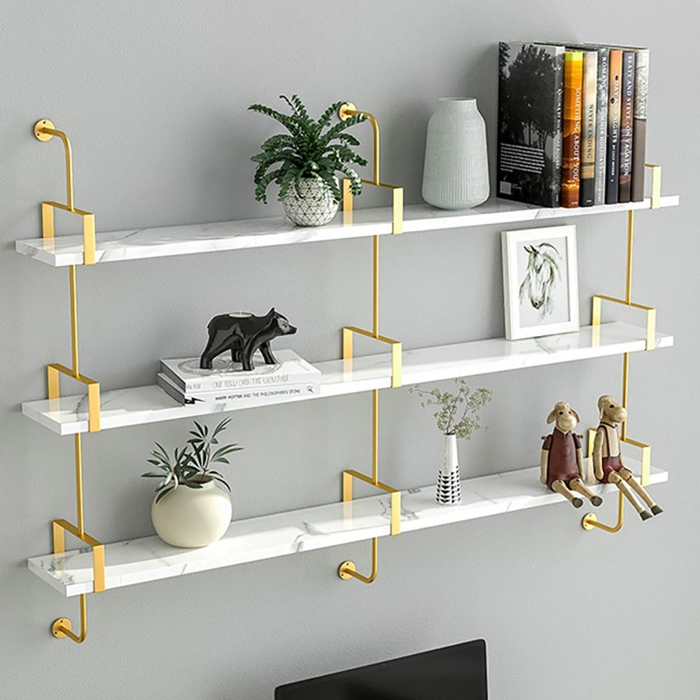 3-Tier Modern Wall Mounted Shelves Long Floating Shelving In White ... with regard to