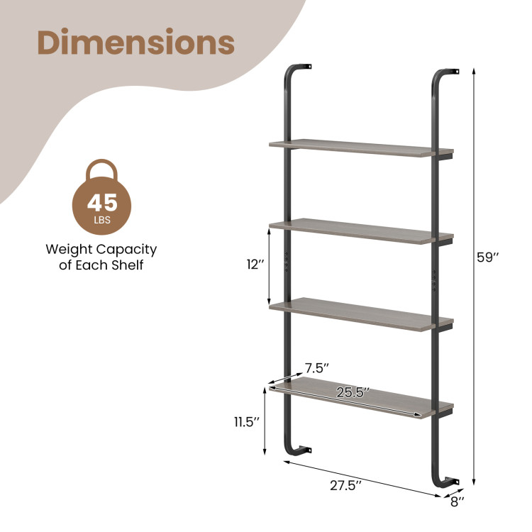 4-Tier Industrial Pipe Shelving With Metal Frame For Living Room ... inside