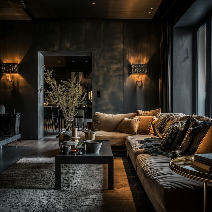 44 Dark Living Room Ideas: Embracing Elegance &Amp; Drama In 2024 | Dark ... with Embracing the Drama Unveiling the Allure of Deep Dark Walls