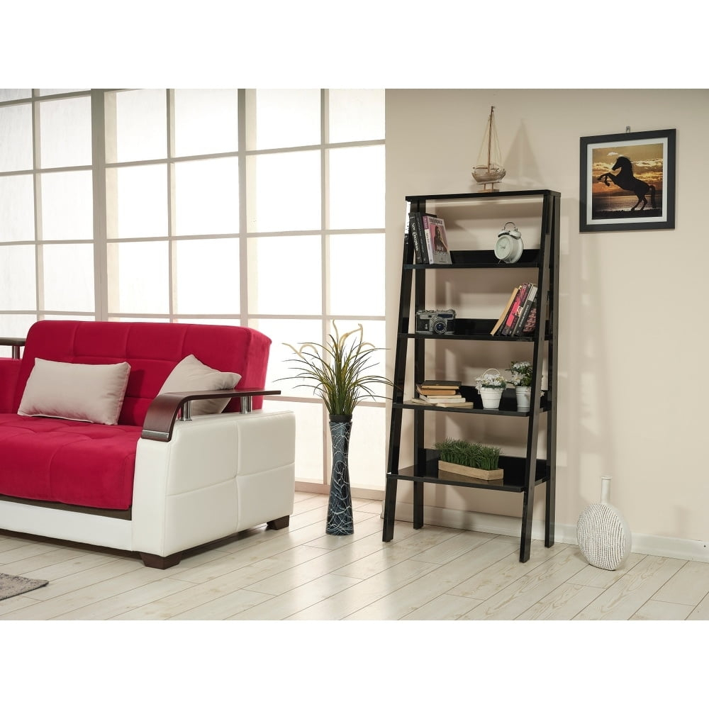 5 Tier Modern Ladder Bookshelf, Wood Frame Bookshelf For Small Spaces ... inside