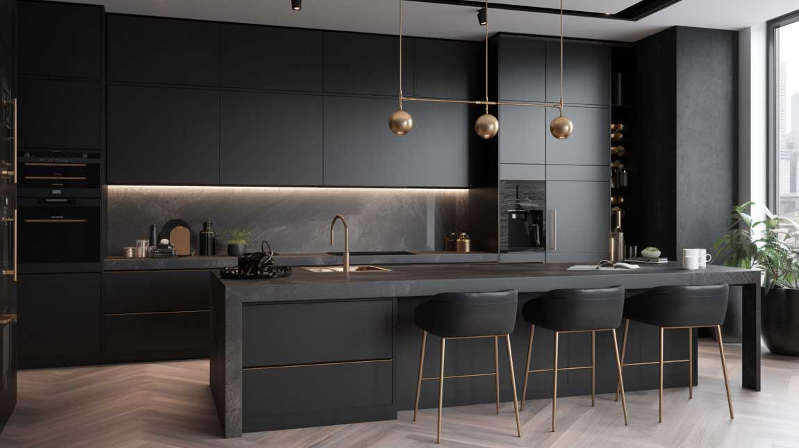 6+ Daring Black Modern Cabinet Ideas For A Sleek And Stylish Kitchen ... throughout The Allure of Sleek Matte Black A Deep Dive into Uttermost 9941