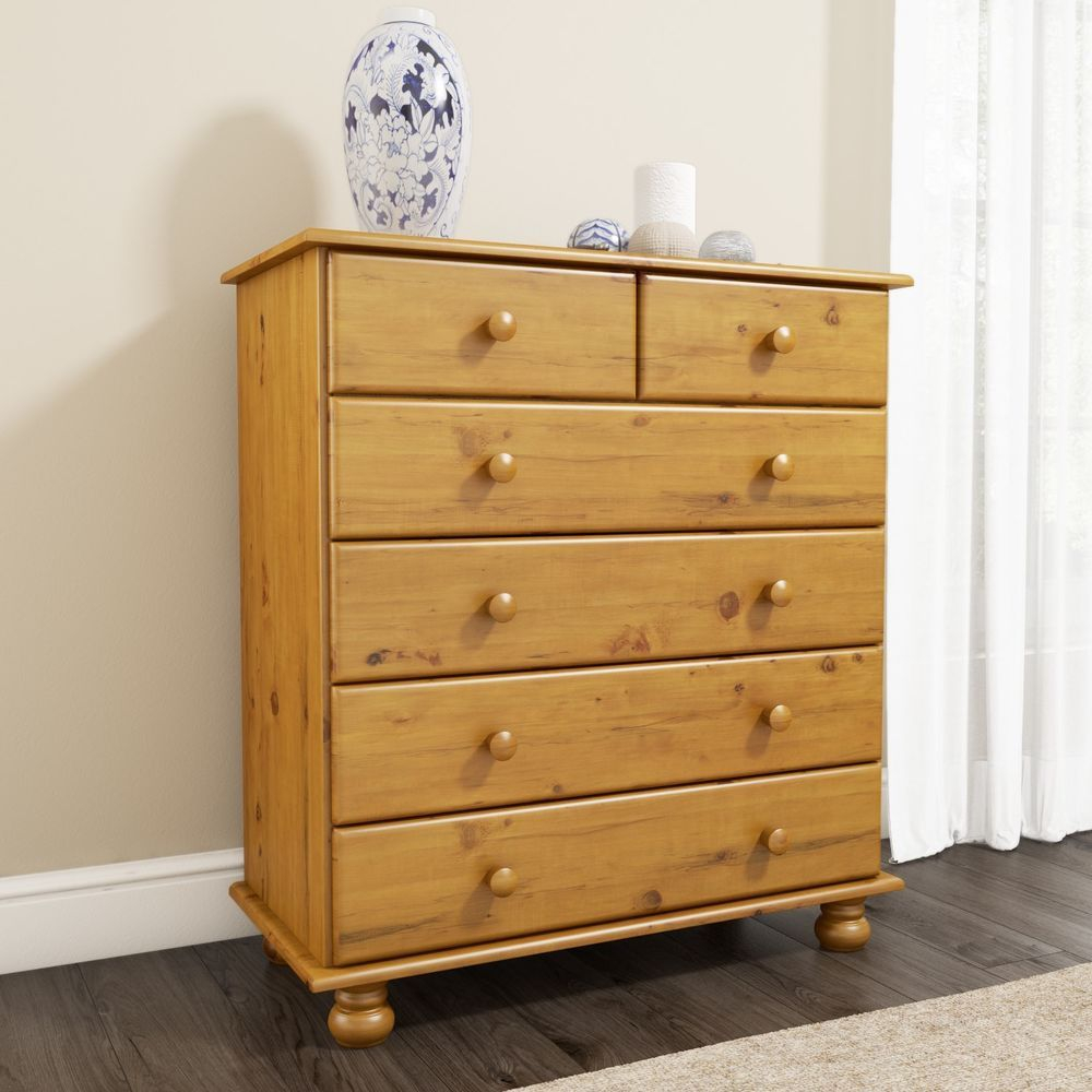 6 Drawer Chest Storage Cabinet Natural Finish Pine Wood Home Bedroom ... pertaining to Elevate Your Storage Solutions with the Peridot 6 Drawer Dresser