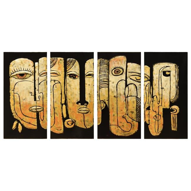 64 X 32 In. Totem Poles Abstracr Face Hand Painted Primo Mixed Media ... regarding Exploring Primo Mixed Media Hand Painted Wall Sculptures and Their Unique Charm