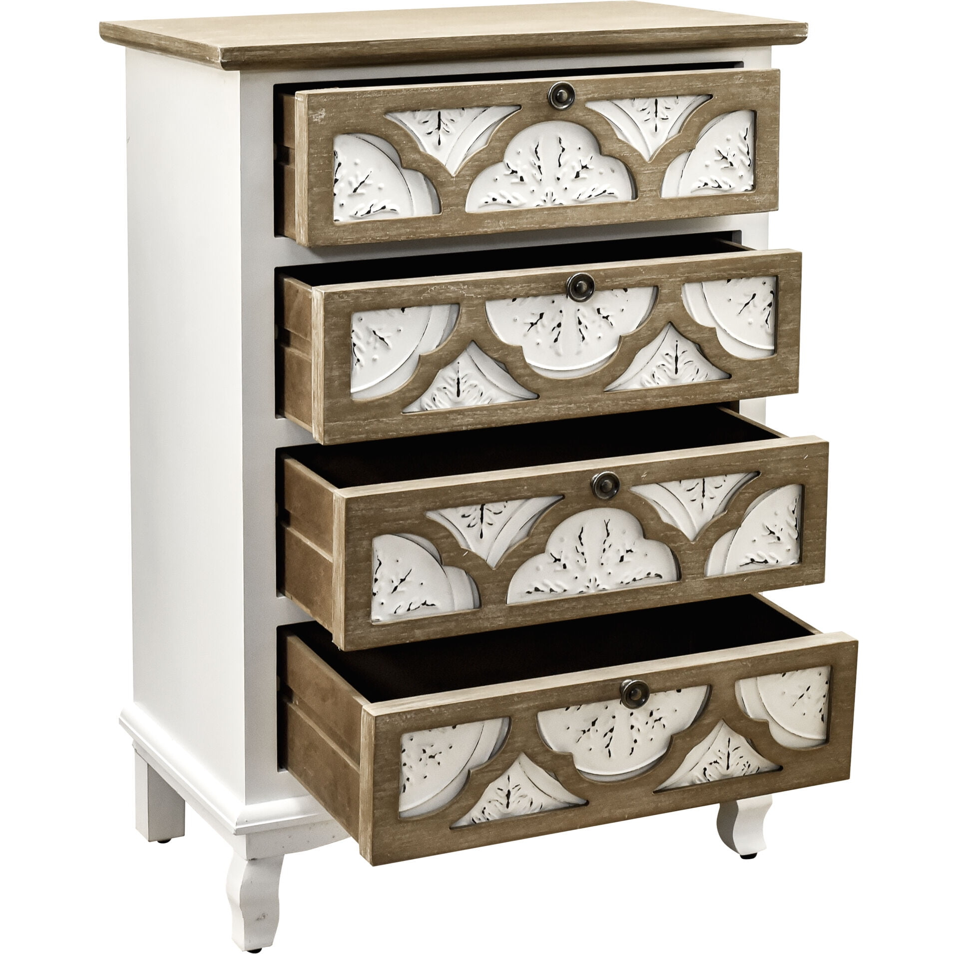 Accent Cabinet With 4 Drawers, Farmhouse Rustic Cabinet With Carved ... intended for Finding the Perfect Placement for Your Harper Farmhouse Accent Cabinet