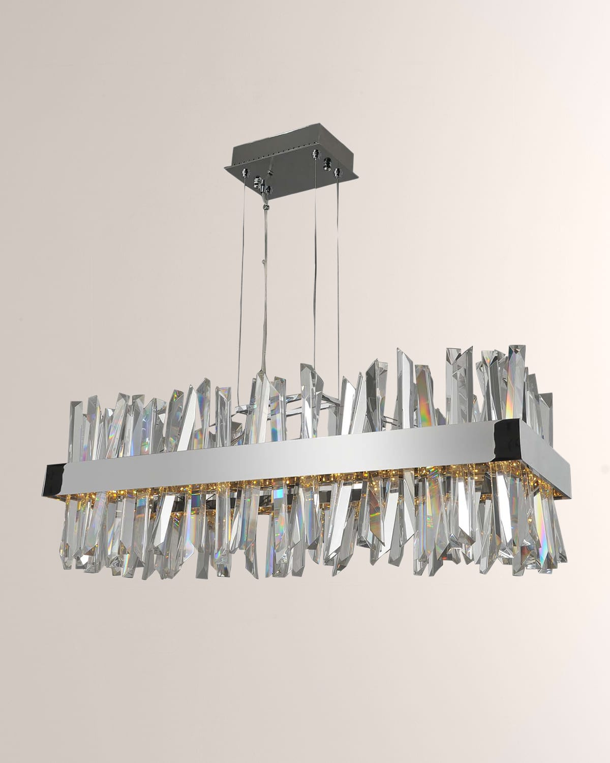 Allegri Crystal By Kalco Lighting Glacier 26" Led Rectangular Island ... intended for Illuminating Your Island Kitchen The Glacier 36" LED Rectangular Pendant Explained