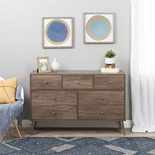 Allora Mid Century Modern 7 Drawer Dresser In Drifted Gray | Pricepulse inside