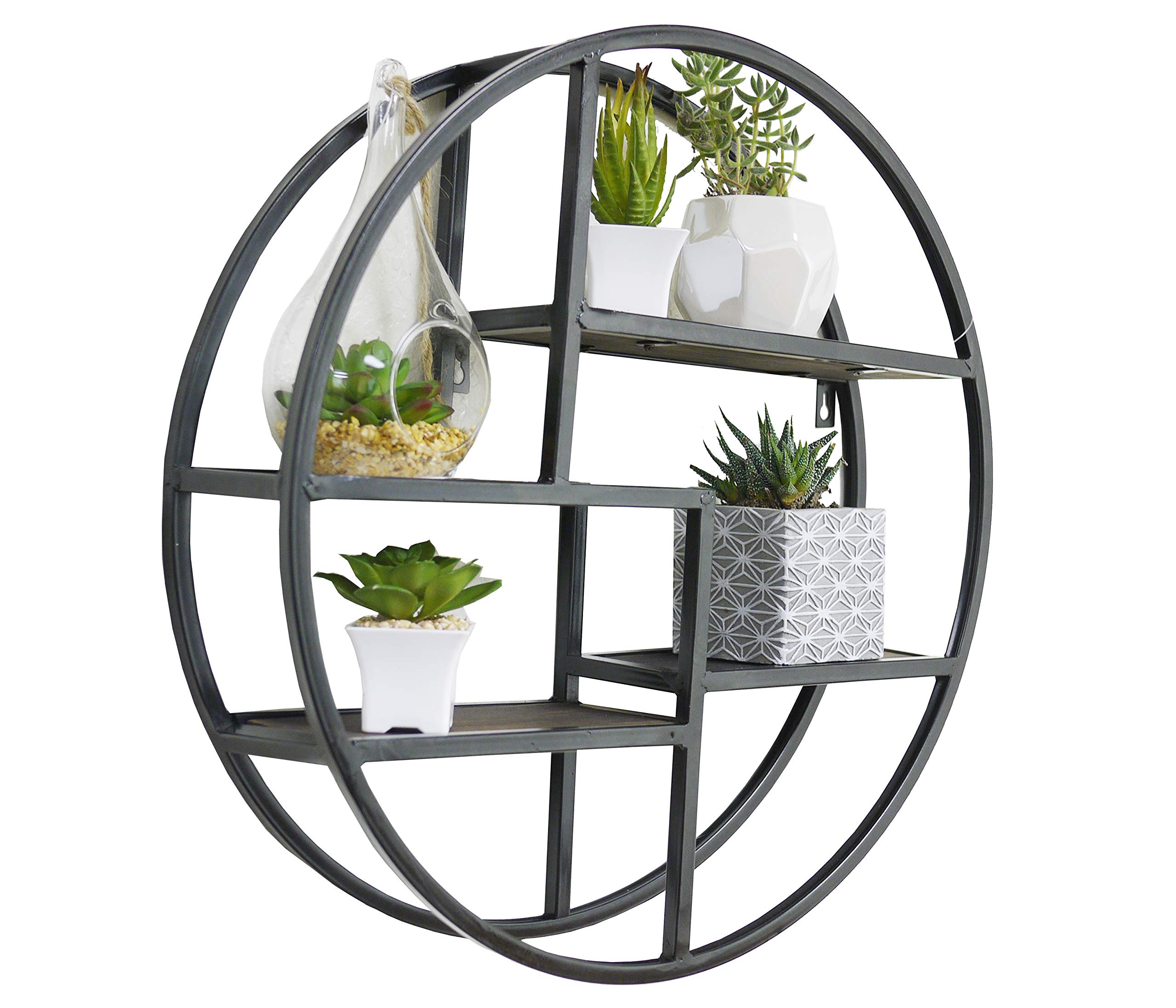 Amazon.com: Admired By Nature, 18" Mounted Iron Circle Hanging Storage ... regarding