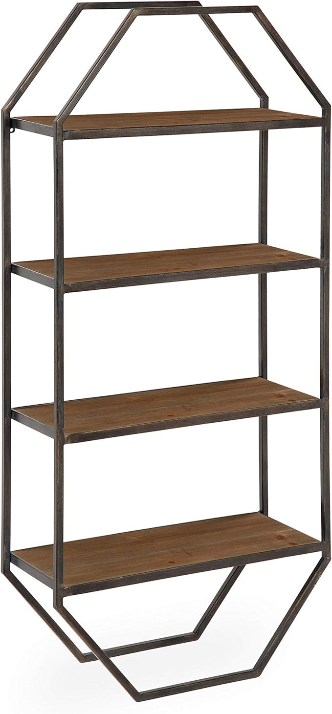 Amazon.com: Kate And Laurel Adela Rustic Wood And Metal Wall Shelf, 18. ... throughout Transform Your Space with the Adela Rustic Wood and Metal Wall Shelf