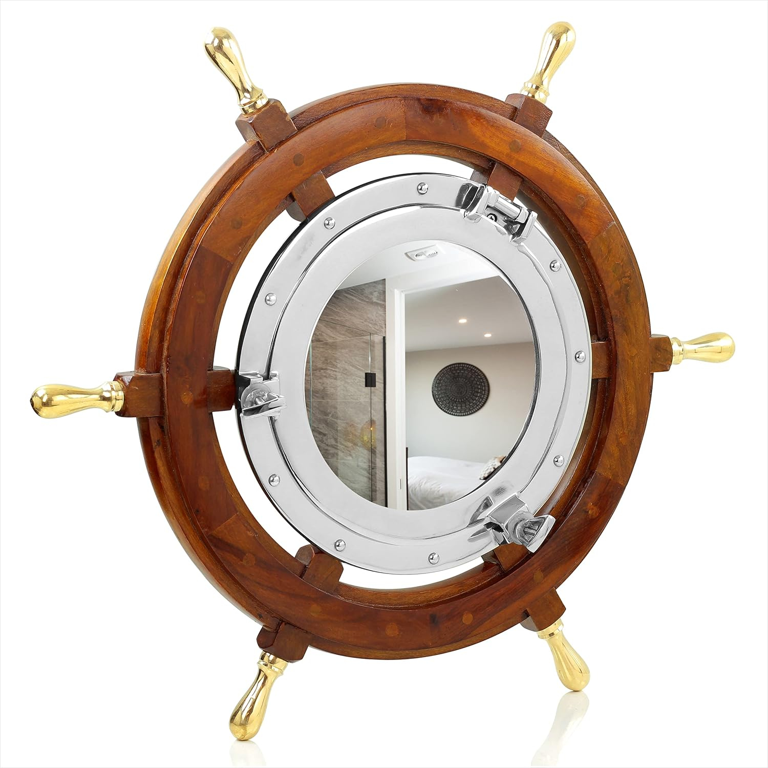 Amazon.com: Nagina International 24" Nautical Wooden Ship Wheel With ... inside