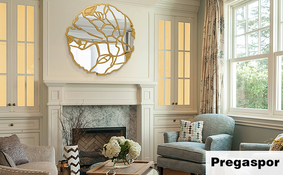 Amazon.com: Pregaspor Round Wall Mirrors Decorative, 31.5'' Irregular ... inside