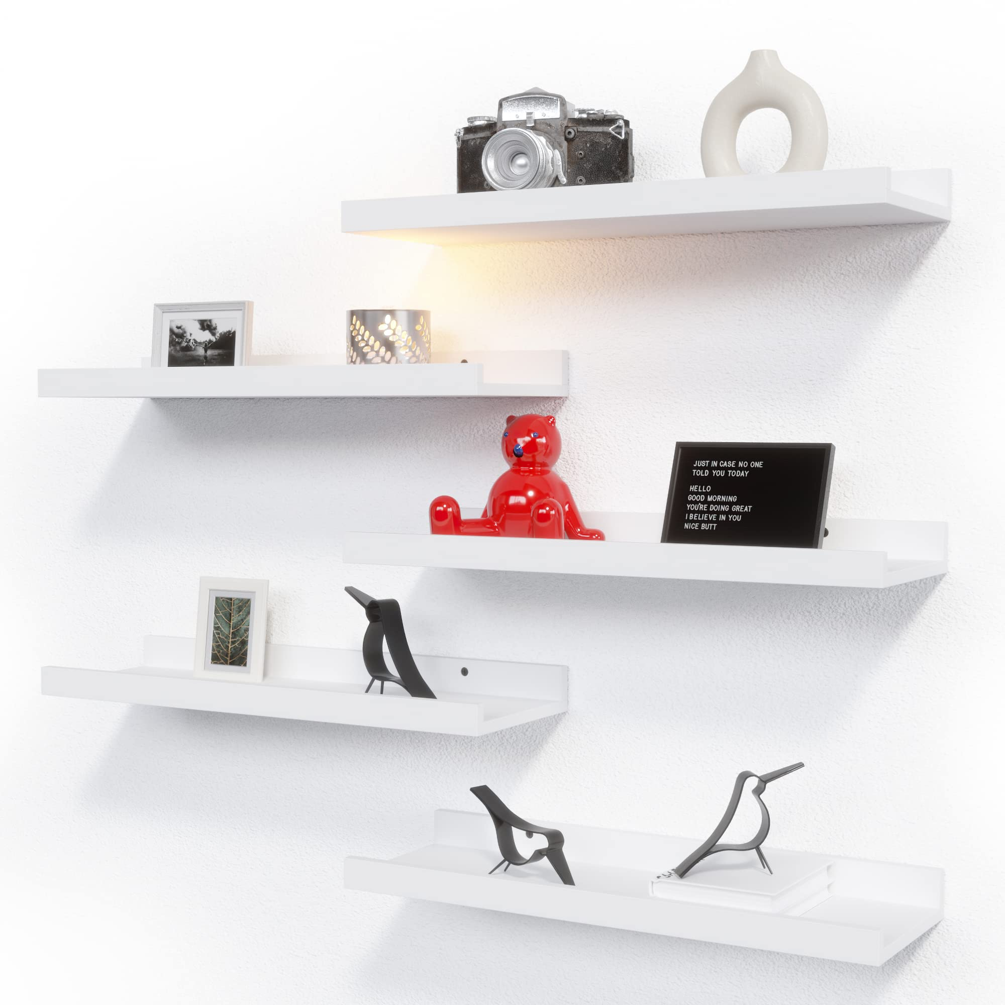 Amazon.com: Richer House 5 Set White Floating Shelves, Wall Mounted ... throughout
