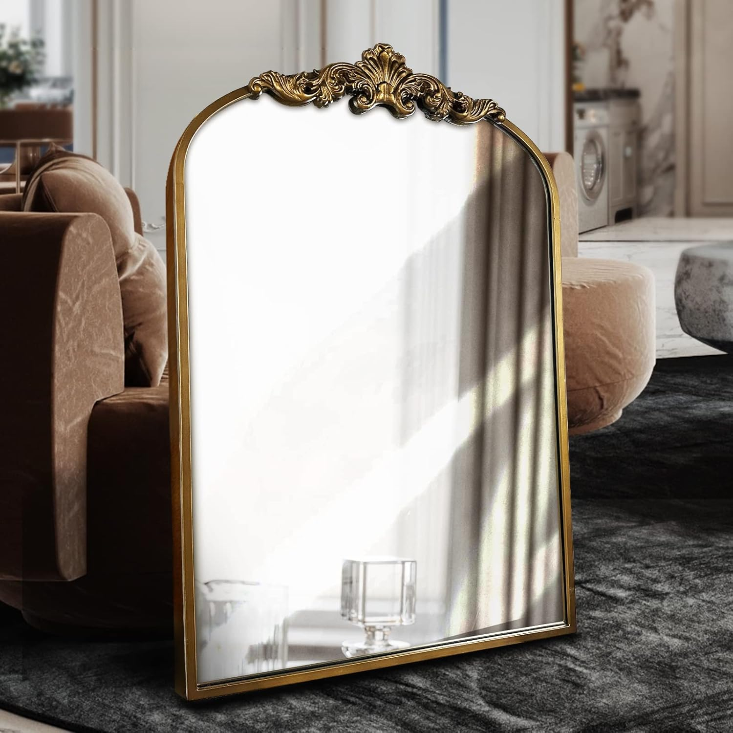 Amazon.com: Wamirro Arched Gold Mirror,Gold Traditional Vintage Ornate ... with