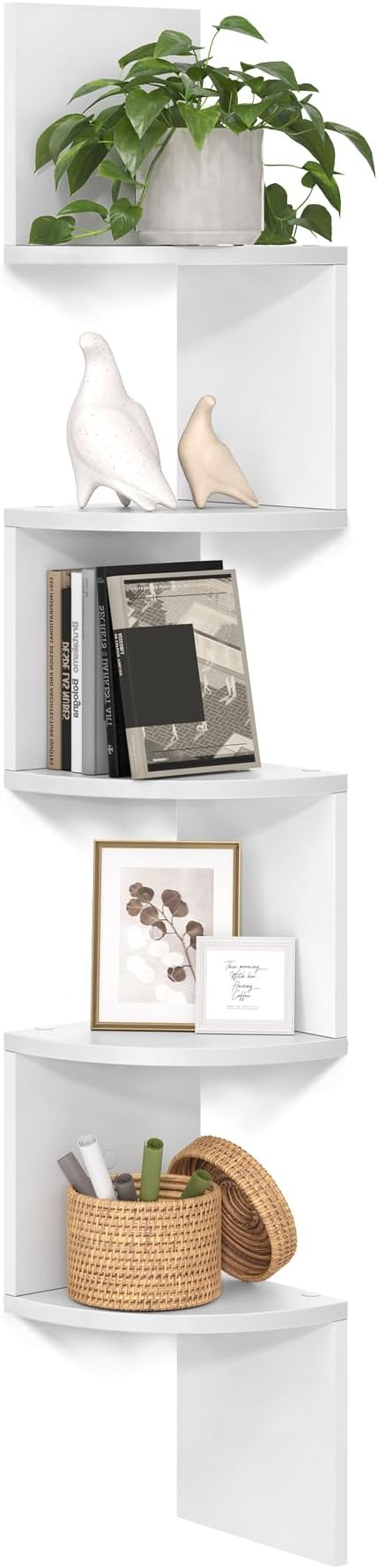 Amazon.com: Yescom 3 Tiers Zig Zag Floating Wall Mount Corner Shelf ... for Mastering Your Space The 3-Tier White Corner Shelf With Built-in Gradienter