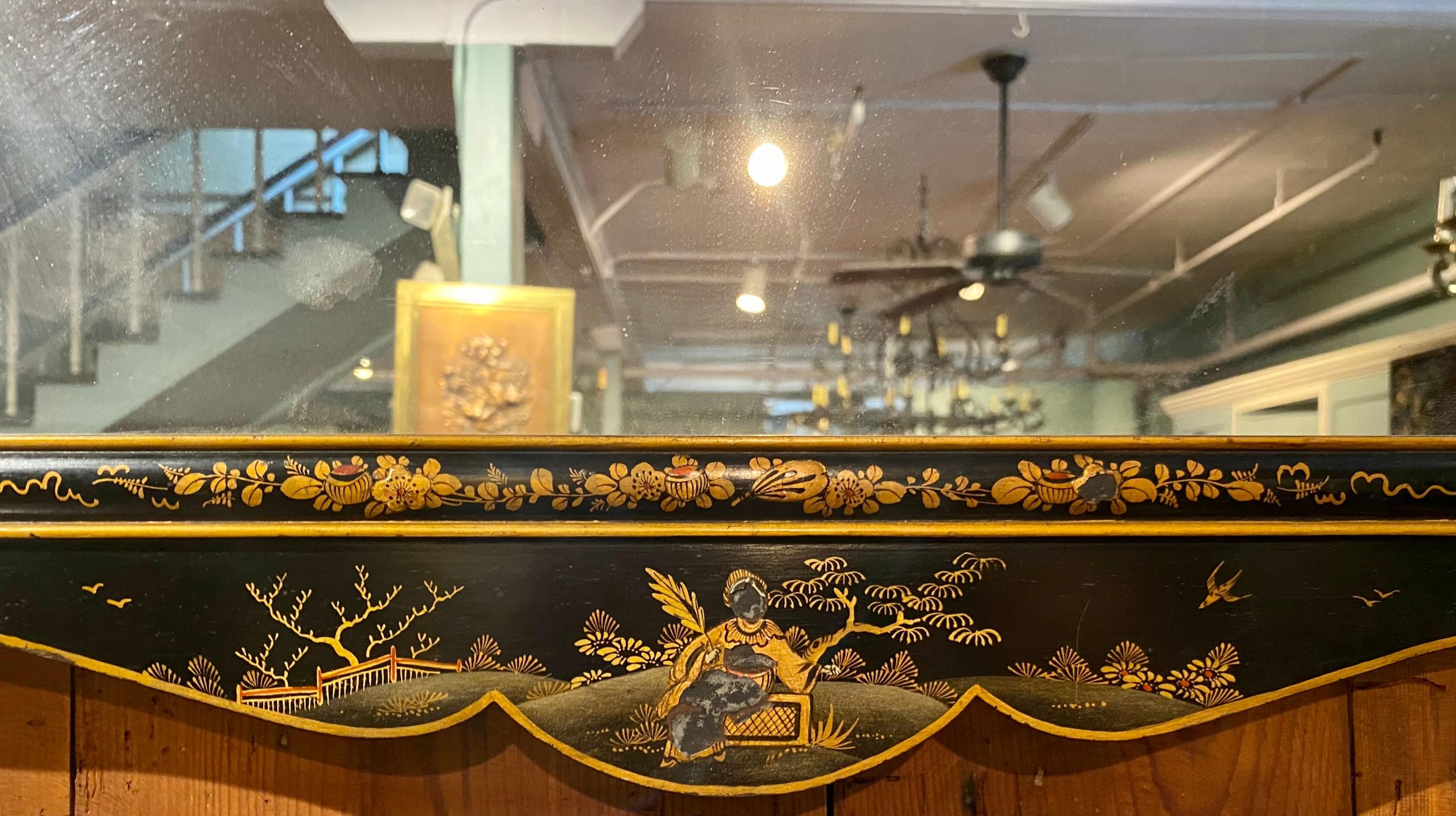 Antique Chinoiserie Style Black Lacquer Mirror, Circa 1900-1920 For ... with The Artistic Journey Behind Black Lacquer Chinoiserie Oriental Mirror Panels