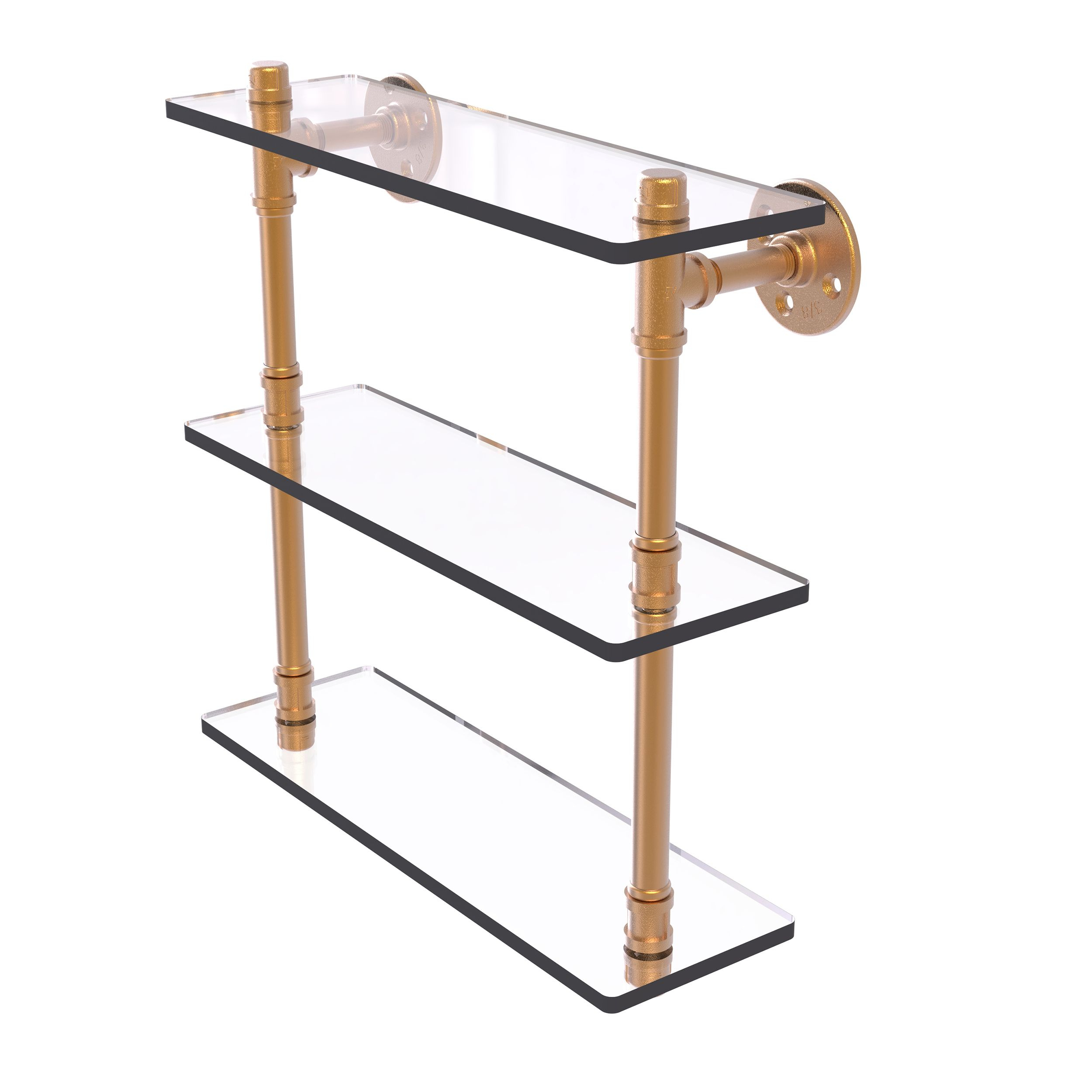Avondale Decor - 16" Triple Glass Shelf, Brushed Bronze Finish | Glass ... with Elevate Your Bathroom Organization with a Triple Tiered Glass Shelf