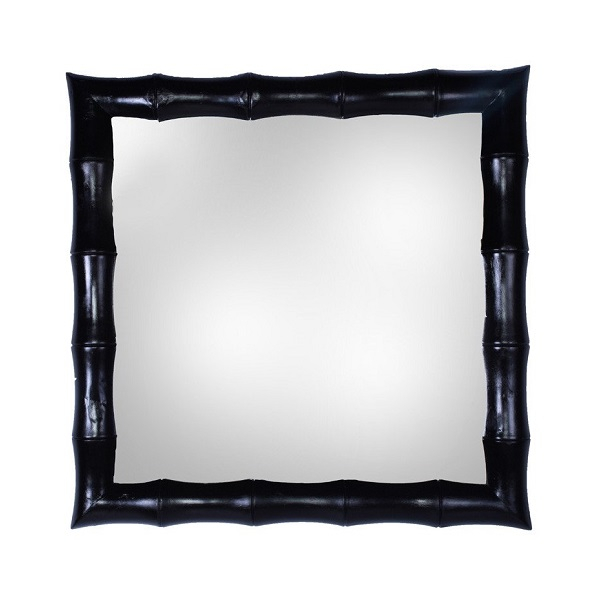 Bamboo Hand Carved Black Square Mirror | Luxe Mirrors pertaining to Decorating with Bamboo Square Wall Mirrors Understanding Natural and Black Options