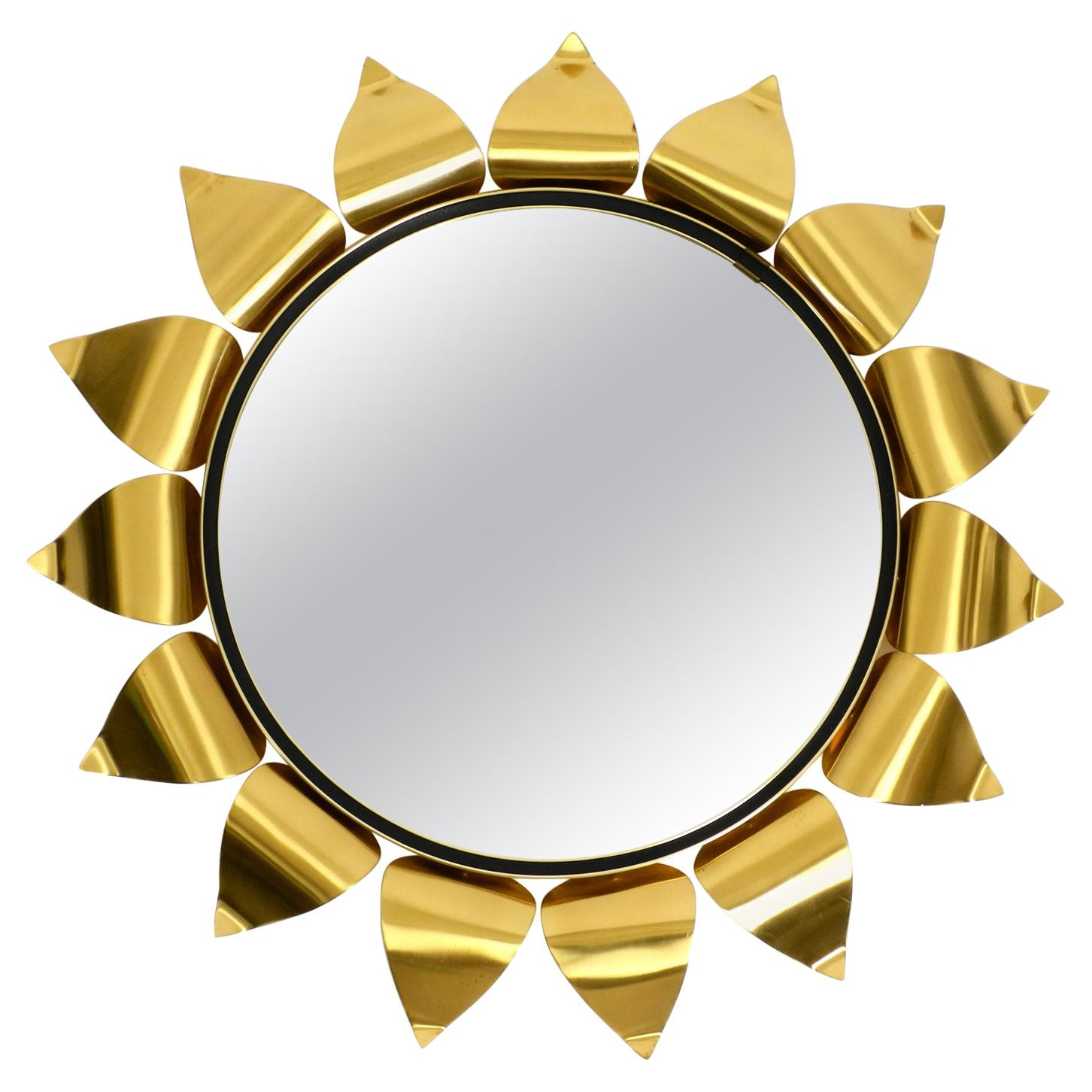 Beautiful Round Heavy Mid Century Brass Wall Mirror By MĂ¼nchner ... throughout The Art of Selection Choosing the Perfect Brass Miles Wall Mirror