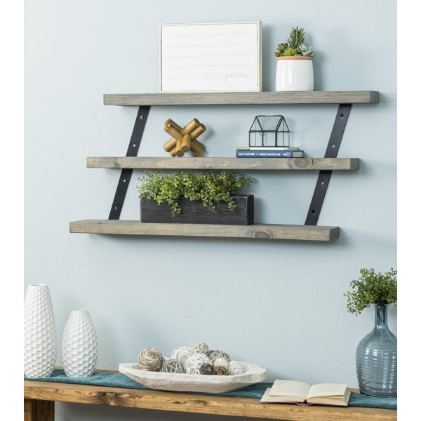 Birch Lane Serene 3 Piece Pine Solid Wood Tiered Shelf &Amp; Reviews ... within
