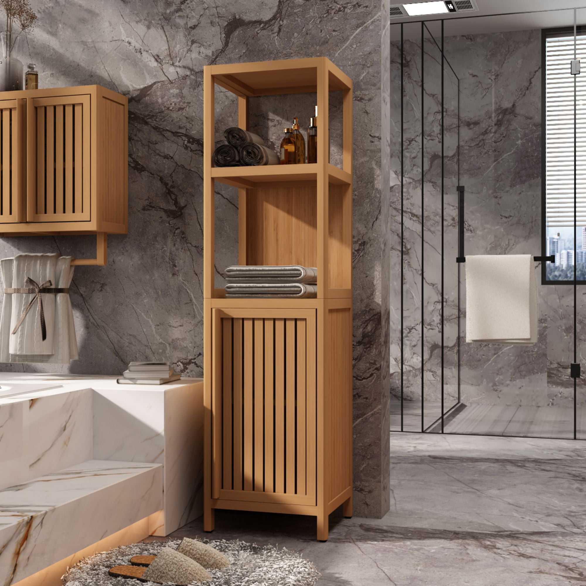 Bjsn Versatile Bamboo Storage Cabinet: Maximize Space In Bathroom And ... within