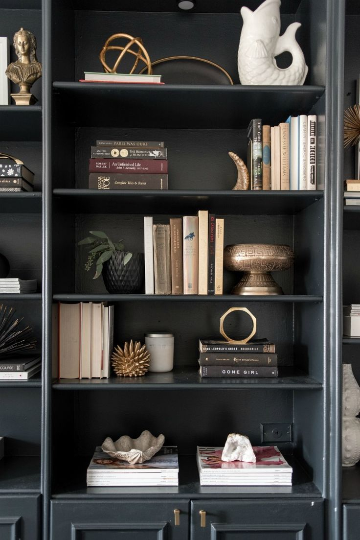Black Bookcase Styling, | Bookcase Decor, Styling Bookshelves ... pertaining to