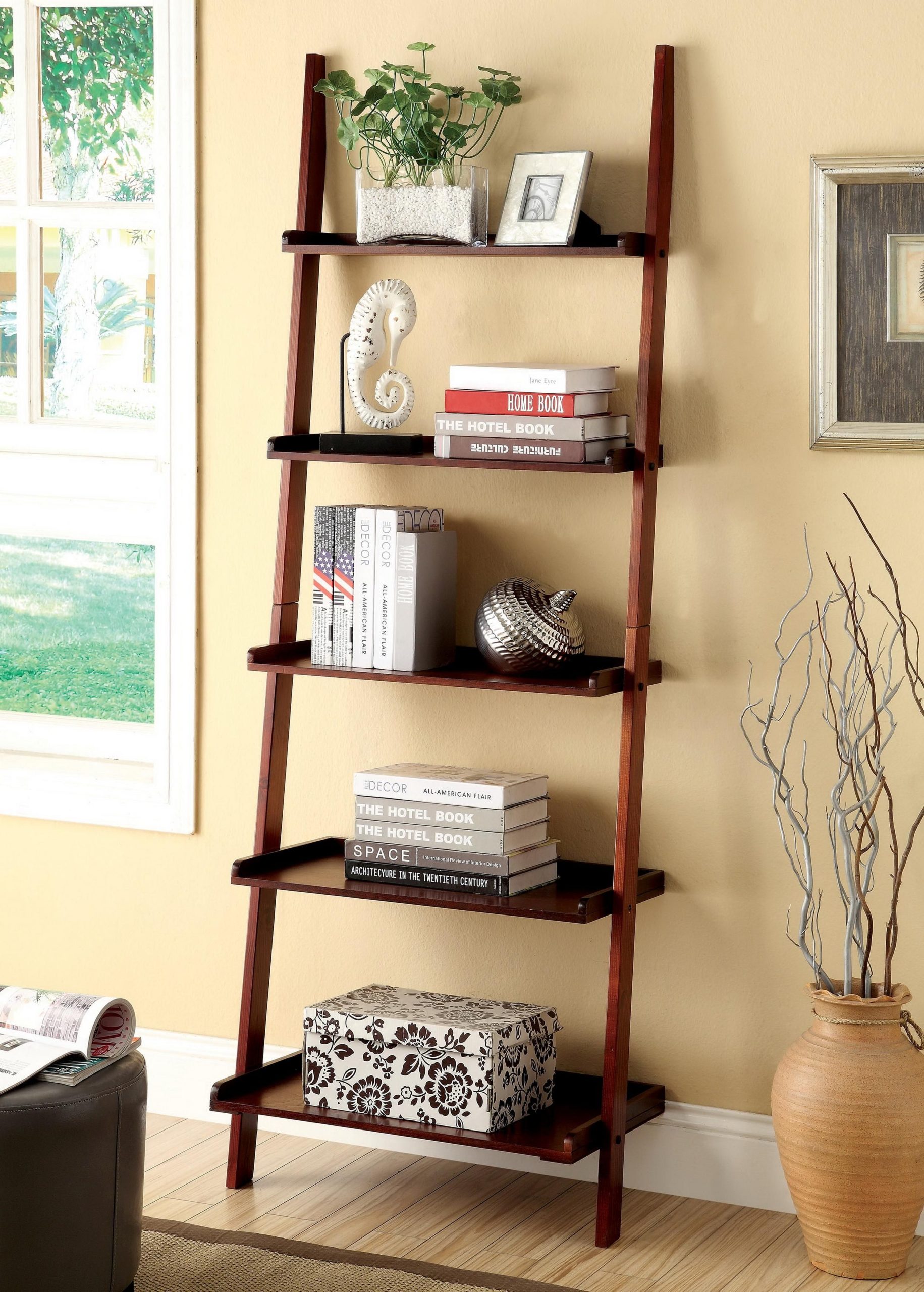 Bookshelf Decorating Ideas - Decor Around The World | Leaning Bookcase ... with The Art of Styling Your Modern Ladder Bookshelf