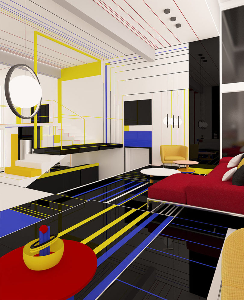 Brani &Amp; Desi Design A Piet Mondrian Inspired Interior with regard to