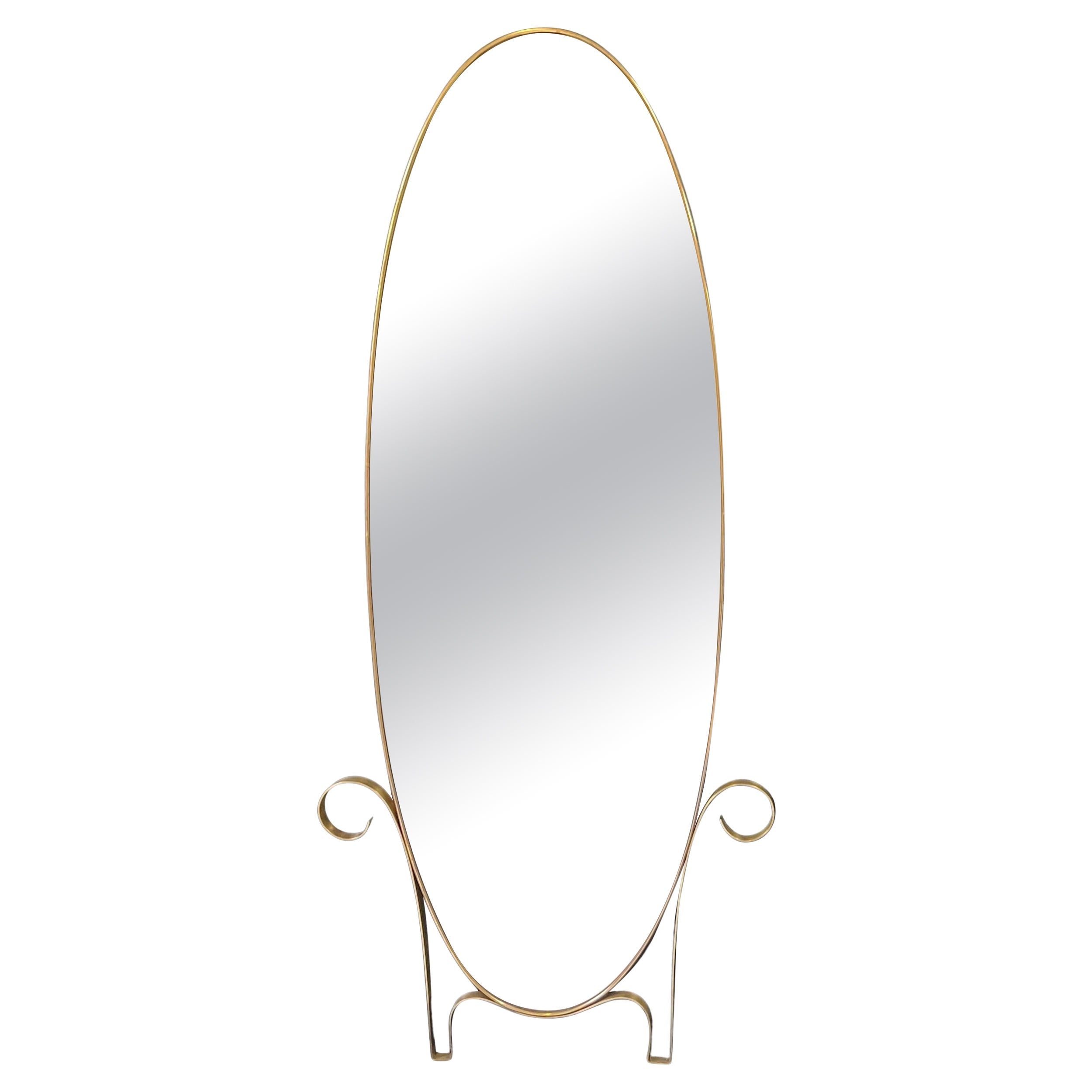 Brass Oblong Oval Wall Mirror At 1Stdibs regarding