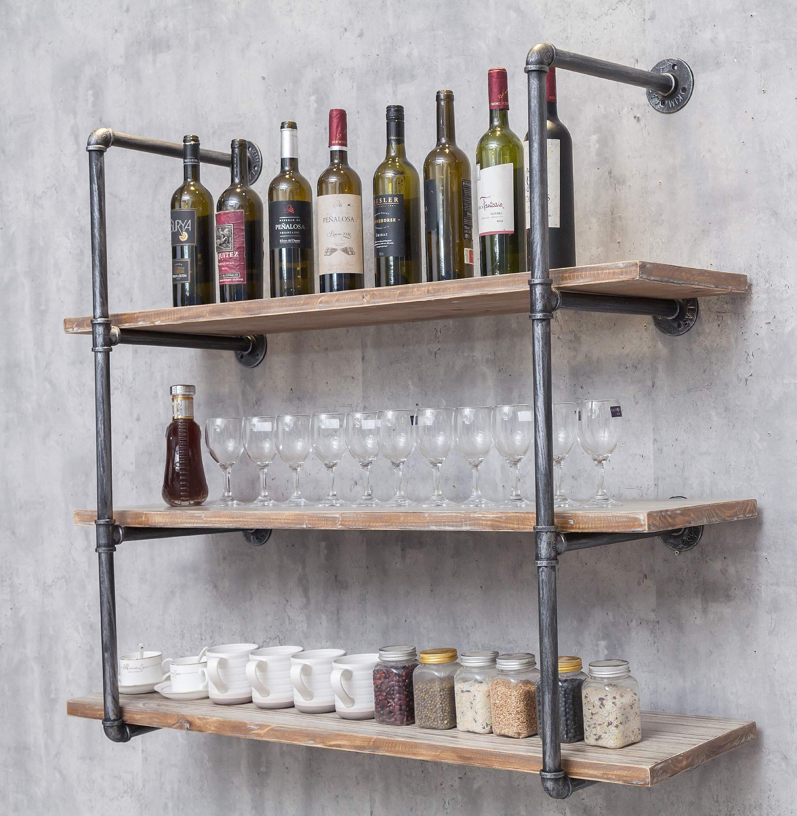 Buy Industrial Wall Ed Iron Floating Pipe Shelves/Racks/Storage ... with regard to