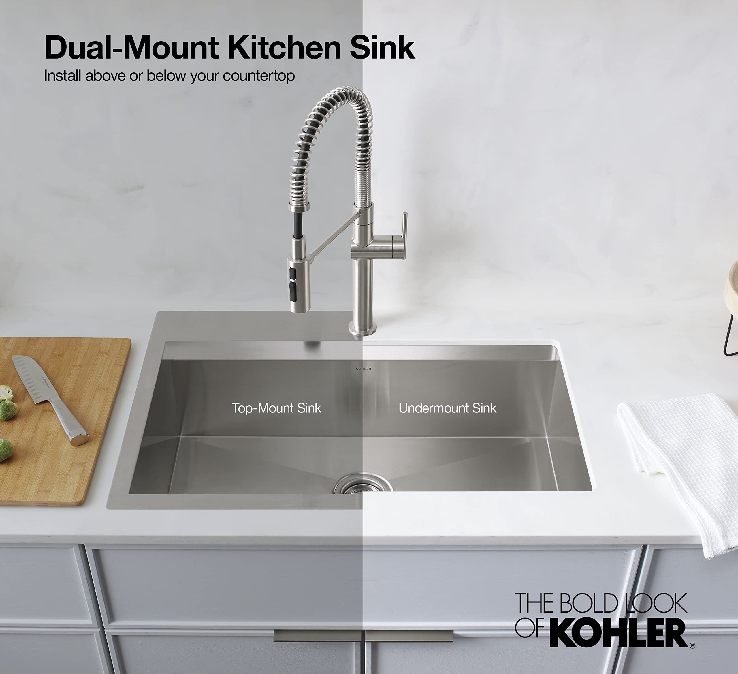 Buy Kohler Task Kitchen Sink, Stainless Steel Dual Mount Single Bowl ... inside Making an Informed Choice The Kohler K-31367 Essential Sink Explained