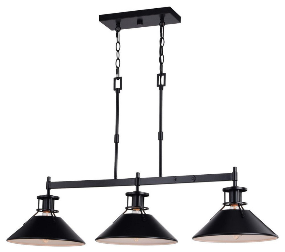 Canton 3 Light Linear Chandelier Black And Matte White - Transitional ... regarding Illuminating Your Space The 3 Light Linear Chandelier in Midnight Black