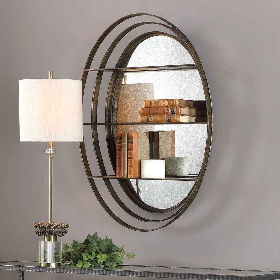 Carine Antique Mirrored Wall Shelf Uttermost | Furniture Cart within The Unexpected Ways a Mirrored Wall Shelf Can Elevate Your Decor