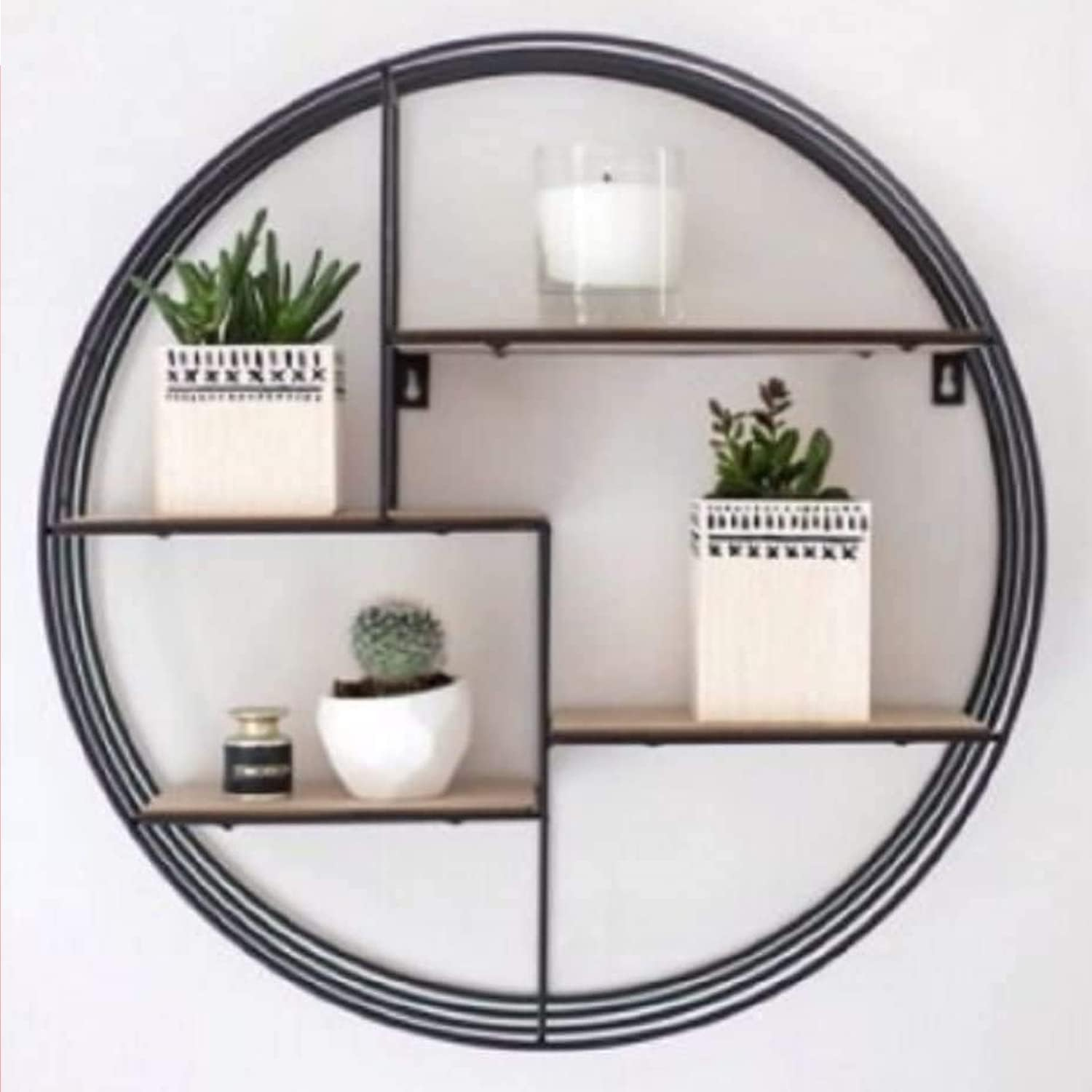 Carousel Home Gifts Round Wall Mounted Rattan Floating Shelf Storage ... with regard to Why the Geometric Round Floating Shelf Wall Mounted 2 Tier is a Decor Game-Changer