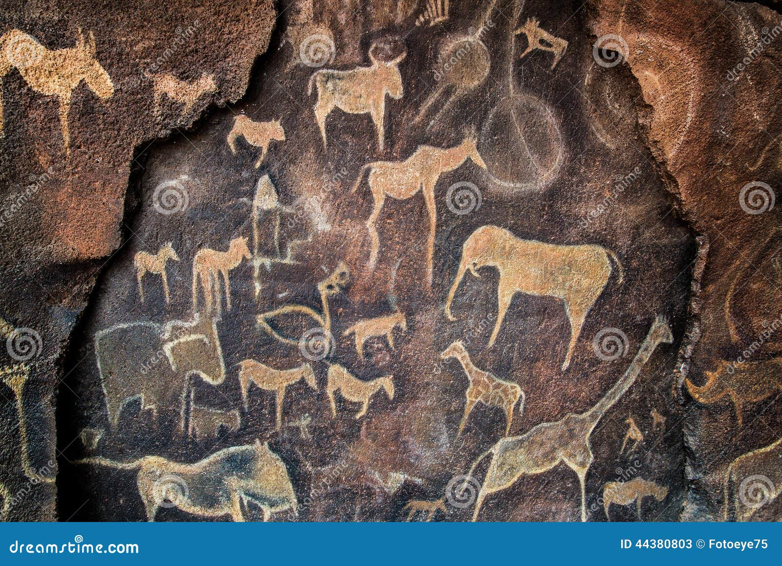 Cave Wall Painting Prehistoric Stock Image - Image: 44380803 within