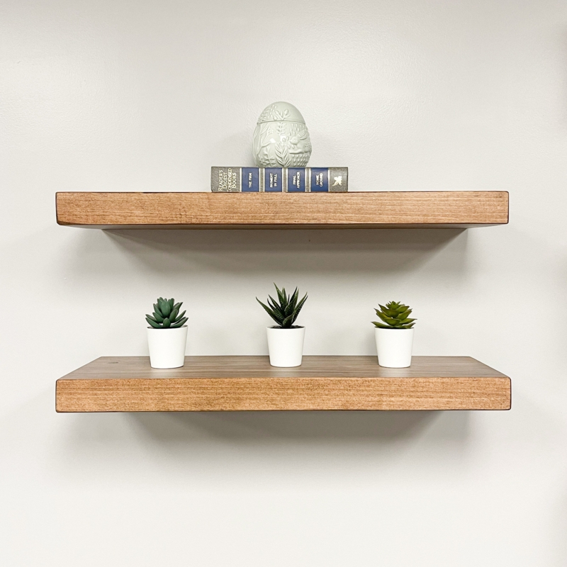 Cerasella 2 Piece Pine Floating Shelf | Foter pertaining to A Closer Look at the Orton Industrial Pine Wood Floating Shelf