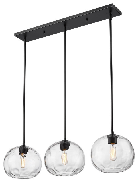 Chloe Three Light Linear Chandelier In Matte Black - Transitional ... inside Illuminating Your Space The 3 Light Linear Chandelier in Midnight Black