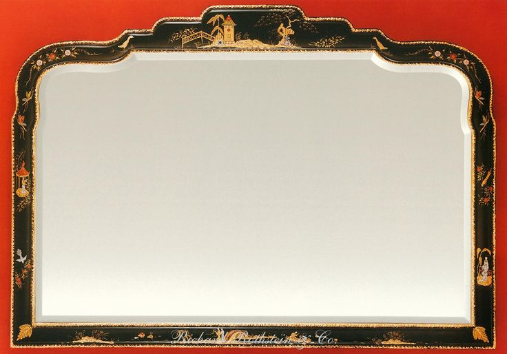 Classic Black Lacquer Hand Painted Oriental Mirror | Mirror ... regarding