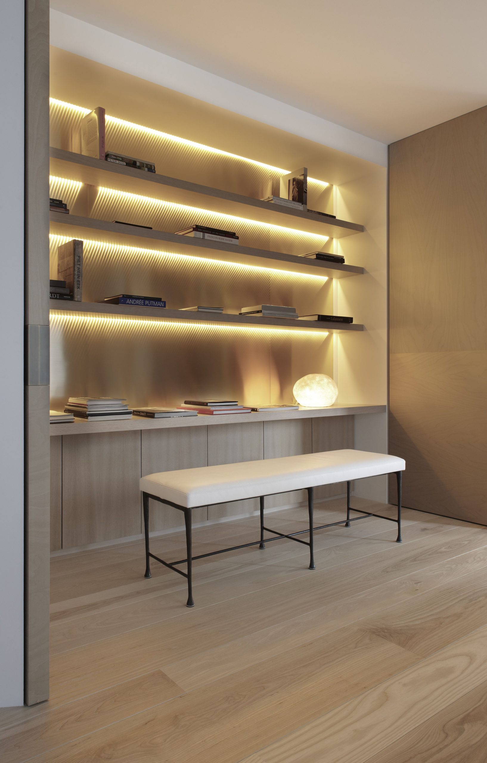 Clean American White Ash With Natural White Oil - Running From Floor To ... with Explore Creative Lighting Solutions with a 48" White Floating Shelf