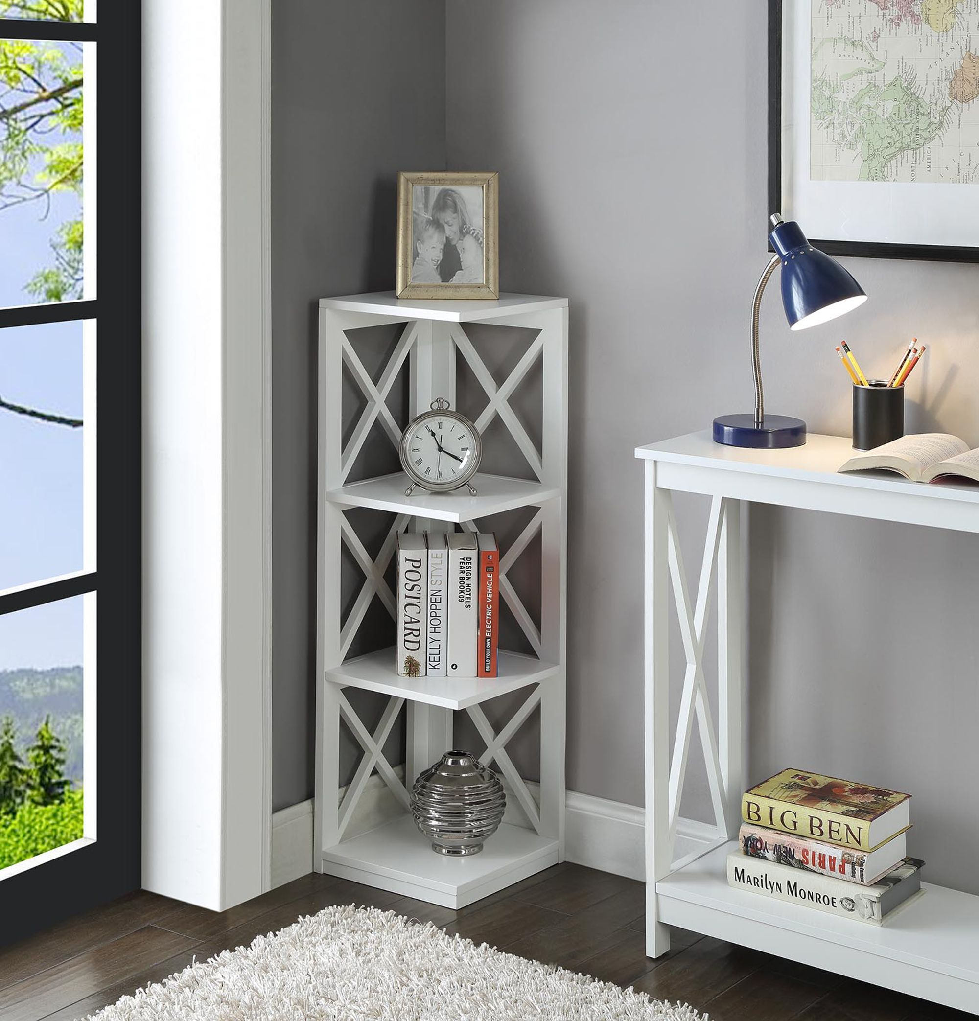 Convenience Concepts Oxford 3 Tier Corner Bookcase | Corner Bookcase ... in