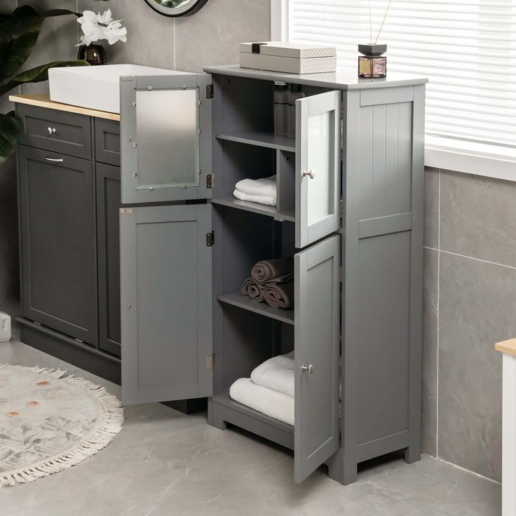Costway Bathroom Floor Storage Cabinet Kitchen Cupboard With Doors ... inside Beyond the Bathroom How the Costway Cabinet Transforms Kitchens