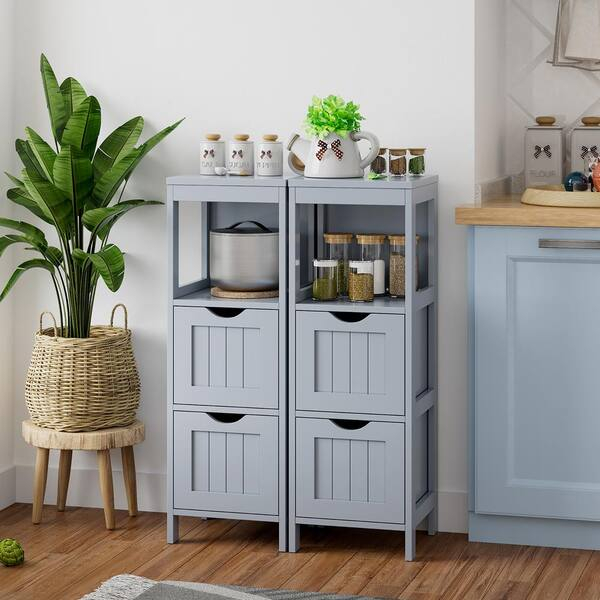 Costway Grey Bathroom Floor Cabinet Storage Side Organizer Rack With 2 ... with Beyond the Bathroom How the Costway Cabinet Transforms Kitchens