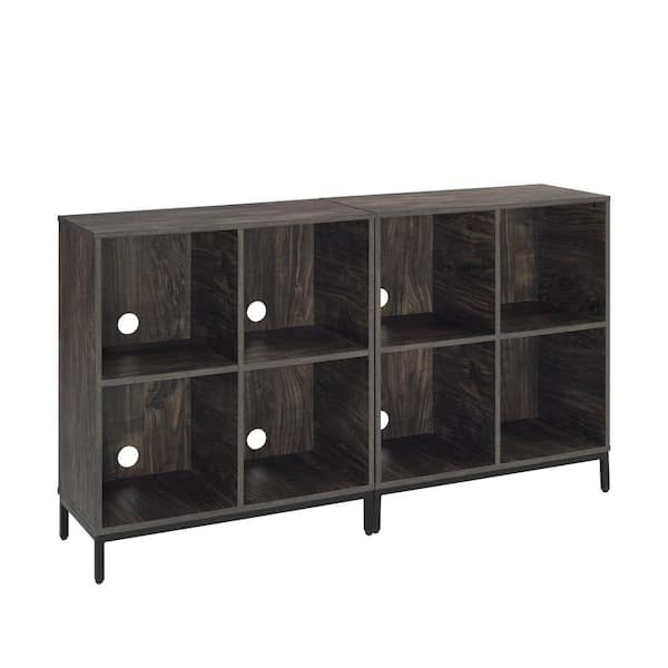 Crosley Furniture Jacobsen 2-Piece Brown Ash Record Storage Cube ... in