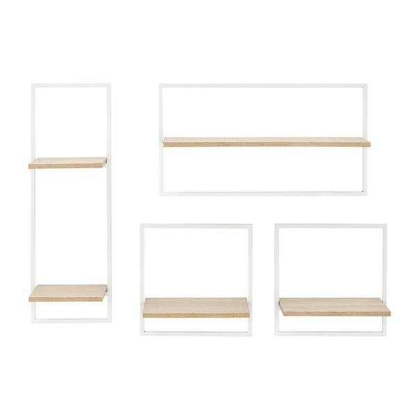 Danya B 4-Piece White Metal Frame And Maple Mdf Shelves Framed Wall ... pertaining to Elevate Your Decor with the Danya B. White Wall Shelves